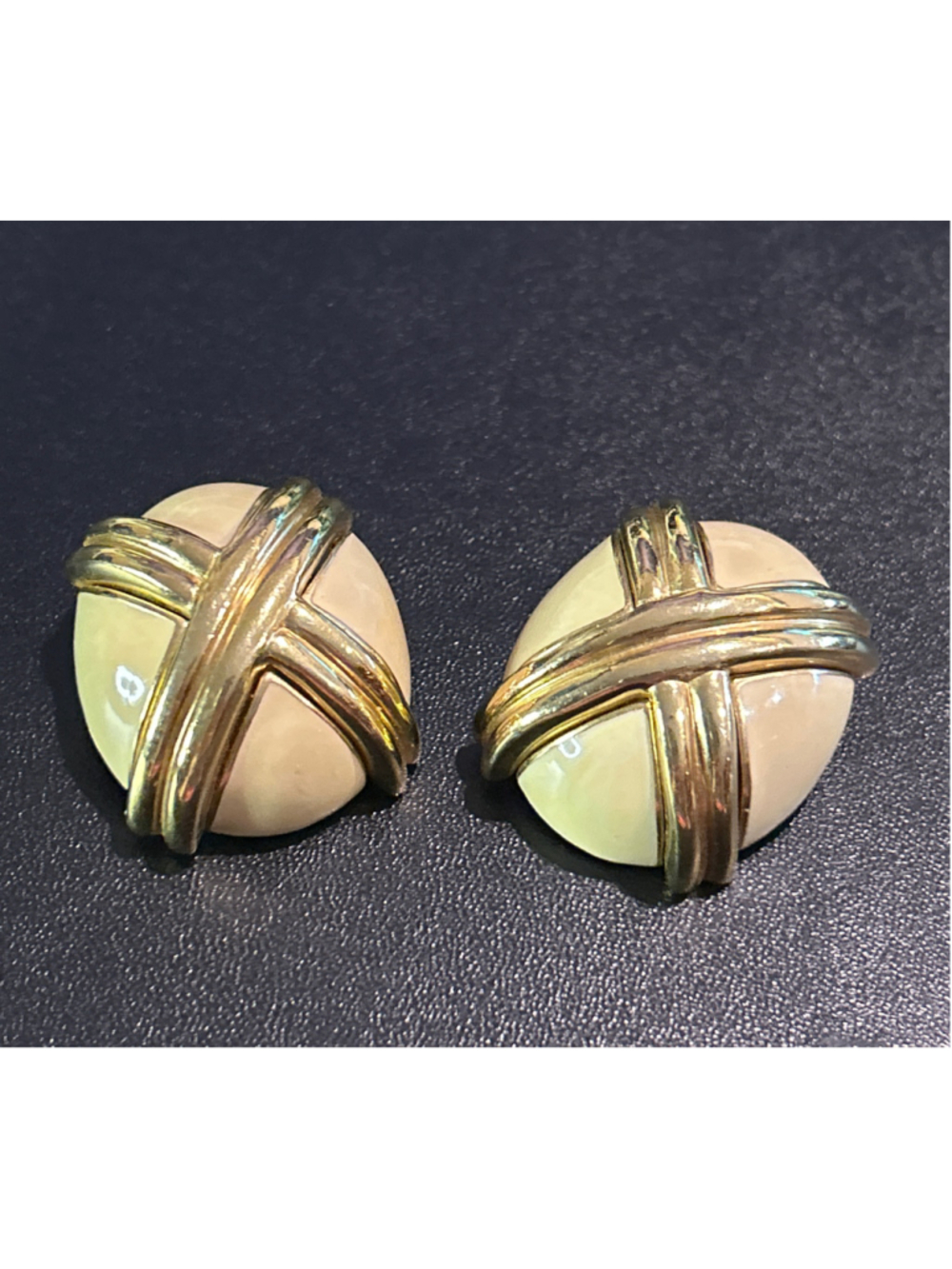 Women's Ciner Clip-On Earrings One Size Cream and Gold enamel